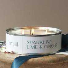 Pintail Candles Triple Wick Tin - Sparkling Lime & Ginger, Made in the UK, Up to 15 Hours Burn Time