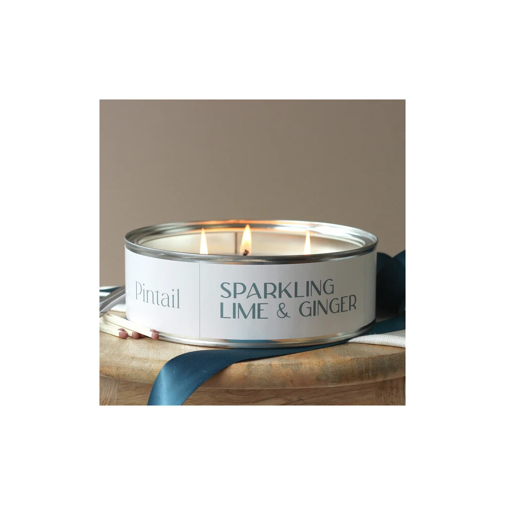 Pintail Candles Triple Wick Tin - Sparkling Lime & Ginger, Made In The Uk, Up To 15 Hours Burn Time