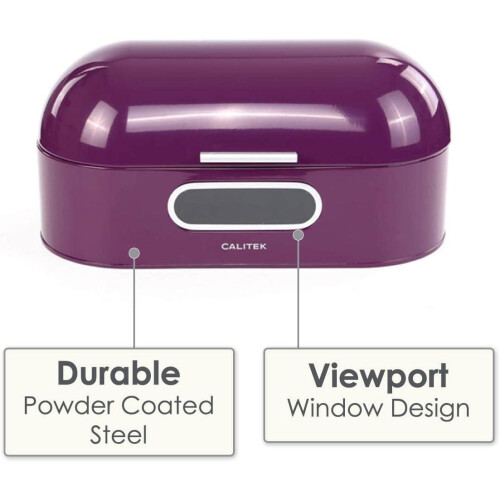 CALITEK Retro Bread Bin Round Top Kitchen Counter Coated Carbon Steel 2
