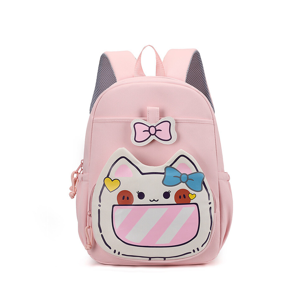 (Pink) Whimsical Cat Character Backpack Perfect For Elementary Students With Spacious Interior-image-OPC-PFG78PN-NEW