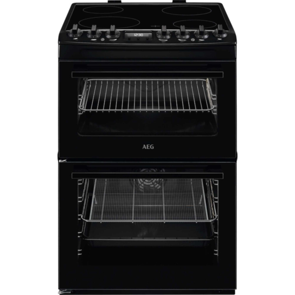 AEG CCX6740ACB 112L Built-in Double Oven with 4 Ceramic Hobs - Black