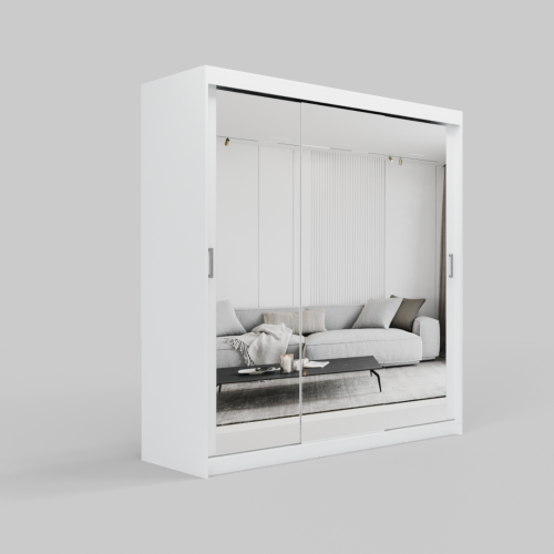 (200cm, White) ELUKS Modern Sliding Door Wardrobe SKY