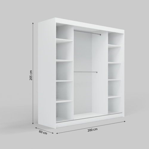 (200cm, Black) ELUKS Modern Sliding Door Wardrobe SKY 2