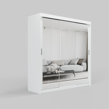 (200cm/+ 2 drawers, White) ELUKS Modern Sliding Door Wardrobe SKY