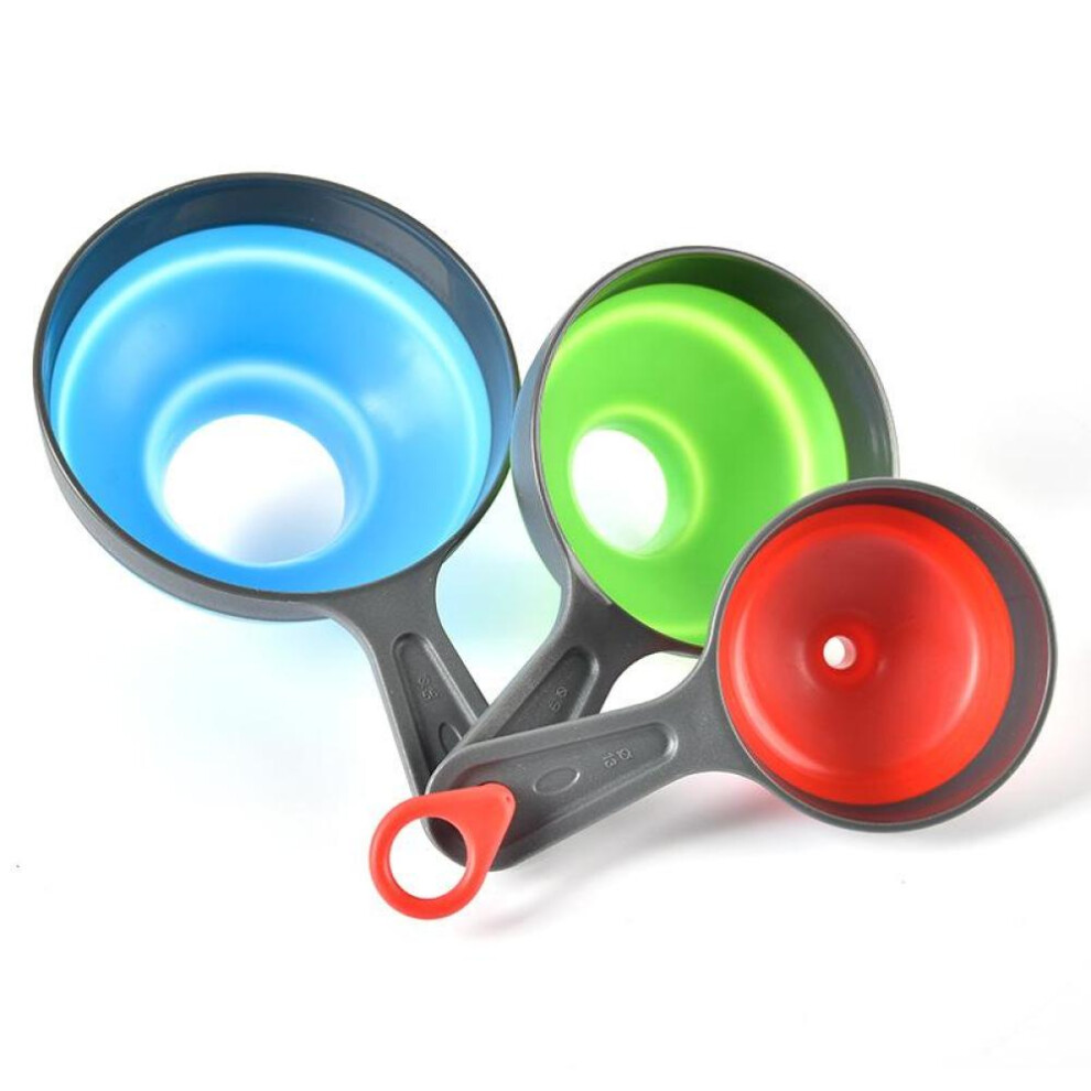3Pcs/set Canning Funnels For Kitchen Use Silicone Collapsible Kitchen Wide Mouth Funnel Set For Jars
