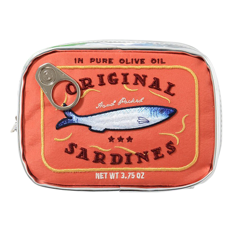 Bags Of Bags Orange/Beige () Canned Sardines Style Cosmetic Bag Cute Storage Bag Creative For Work (Beige)