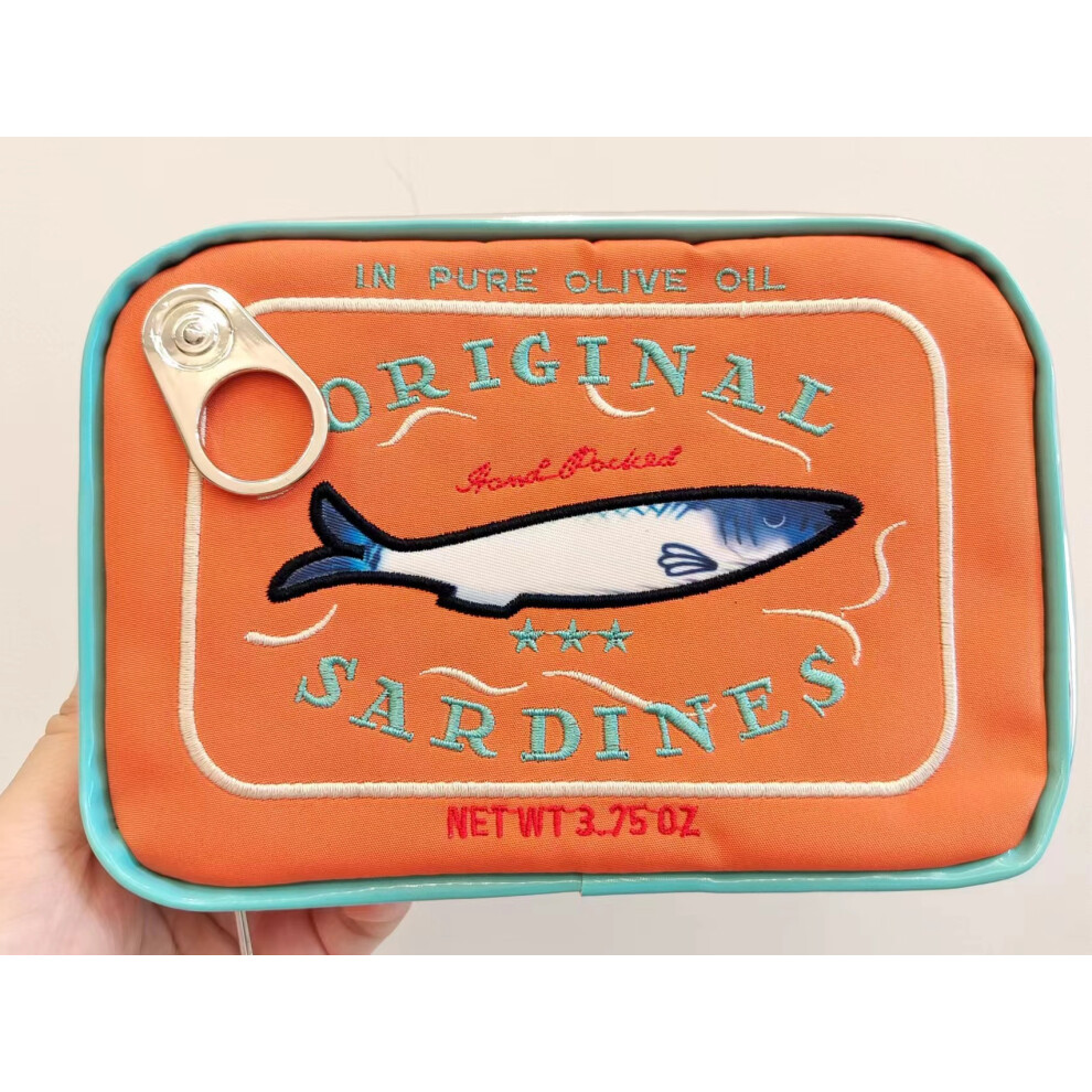 Bags Of Bags Orange/Blue/Beige ( ) Canned Sardines Style Cosmetic Bag Cute Storage Bag Creative For Work (Beige)