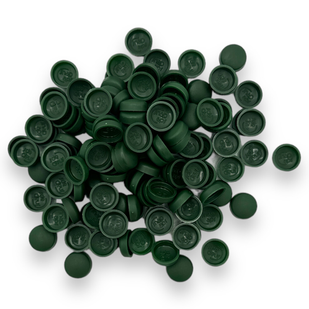 HERITAGE GREEN, Two Piece Matt 6/8g Dome Screw Snap-Caps Cover Unicaps Plastic Screws - Pack of 50