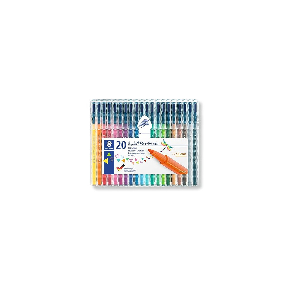 STAEDTLER 323 SB20 Triplus Colour Fibre-Tip Pens, 1.0mm - Assorted Colours (Pack of 20)