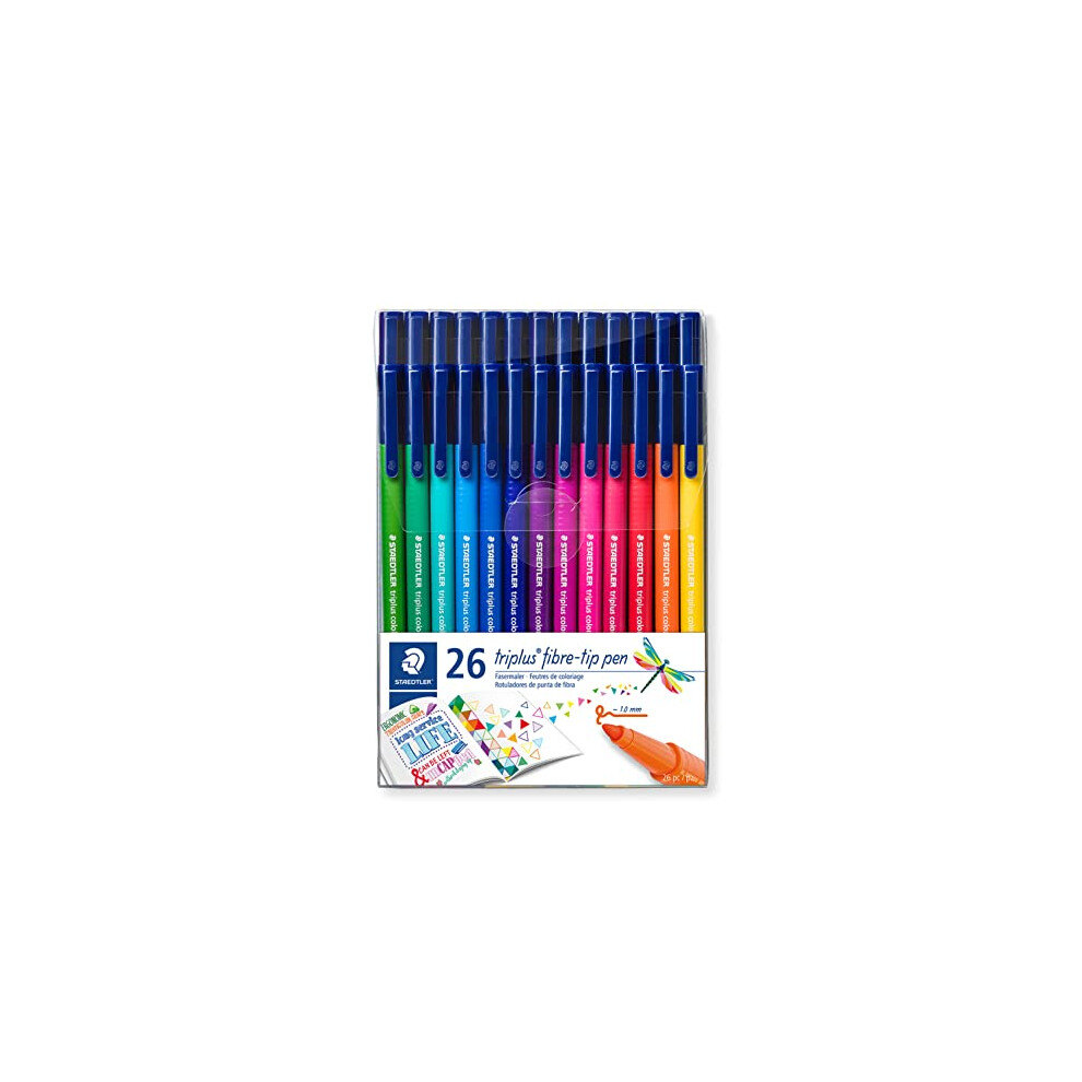 Staedtler 323 Triplus Colour Fibre-Tip Pens, 1.0 mm, Assorted Colours, Pack of 26