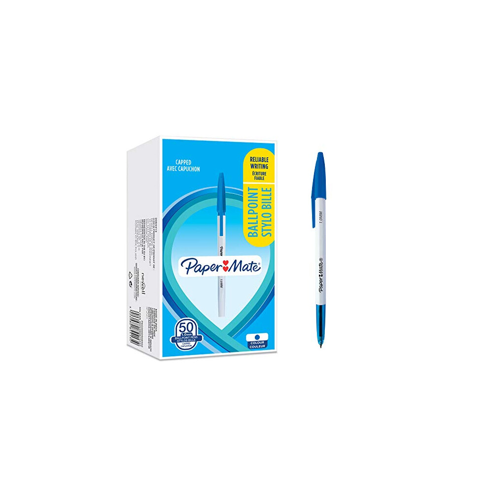 Paper Mate 045 Ballpoint Pens | Medium Point (1.0 mm) | Blue Ink | 50 Count