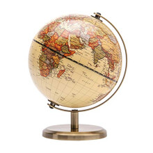 Exerz 14cm World Globe Mini Antique Globe - Educational/ Geographic/ Modern Desktop Decoration - 14cm Diametre Metal Arc and Base Bronzed Colour -