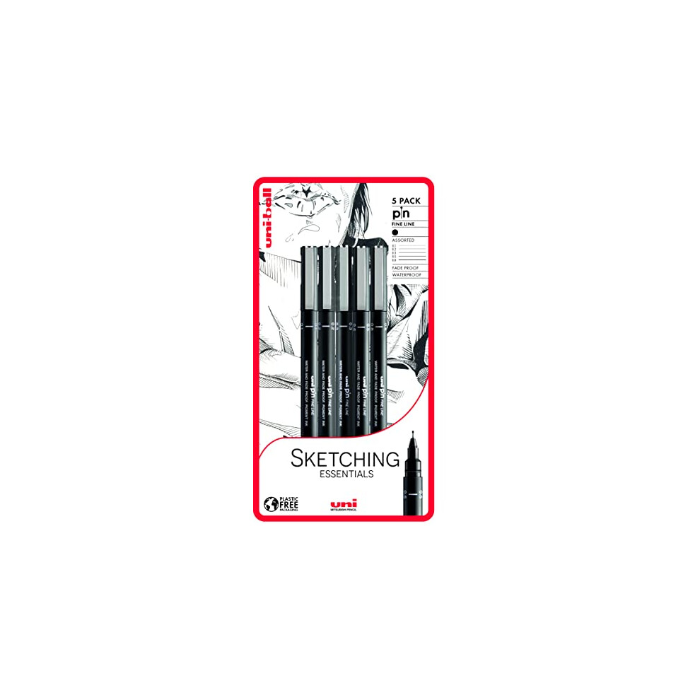 uni-ball PIN Fineliners, Black Fine Tipped Writing Pens, Water and Fade-Resistant Ink, Ideal for Architects, Sketching, Scrapbooking, Outlining, Art,