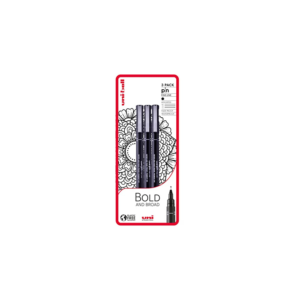 uni-ball PIN Fineliners, Black Fine Tipped Writing Pens, Water and Fade-Resistant Ink, Ideal for Architects, Sketching, Scrapbooking, Outlining, Art,