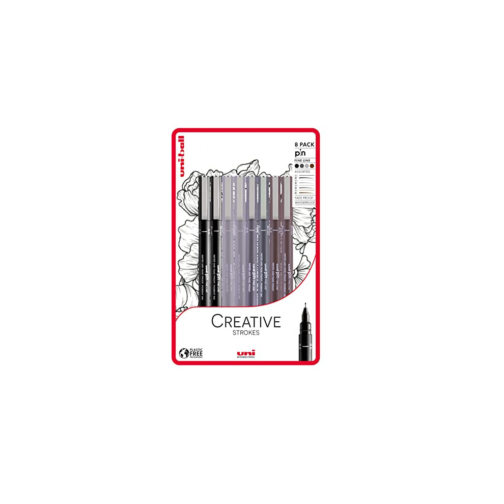 uni-ball PIN Fineliners, Black Fine Tipped Writing Pens, Water and Fade-Resistant Ink, Ideal for Architects, Sketching, Scrapbooking, Outlining, Art,