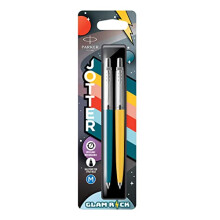 Parker Jotter Originals Ballpoint Pens, Glam Rock Collection, Peacock Blue & Sunshine Yellow, Blue Ink, 2 Count