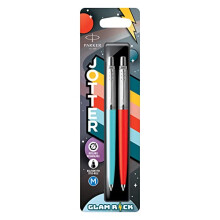 Parker Jotter Originals Ballpoint Pens | Glam Rock Collection | Azure Blue & Vermilion | Blue Ink | 2 Count