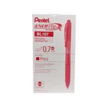 Pentel Energel-BL107-BX Tip Retractable Pen, 0.7 mm - Red (Pack of 12)