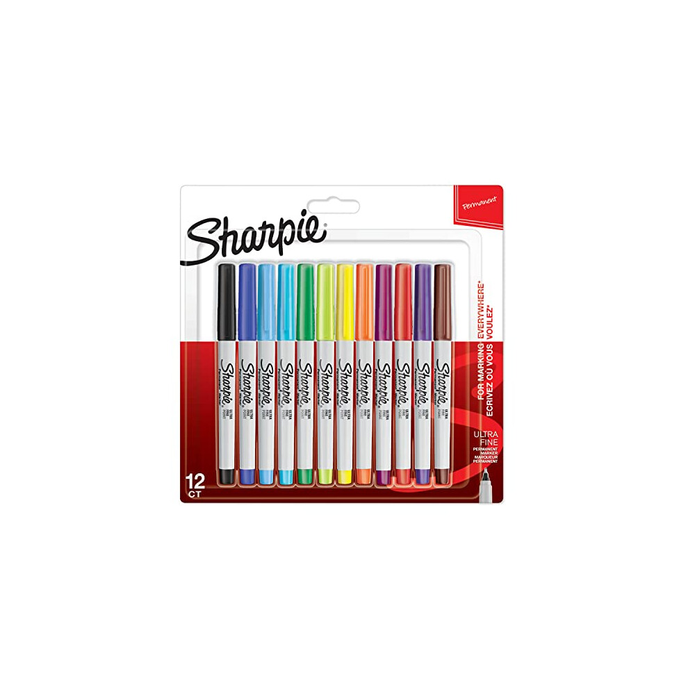 Sharpie Permanent Markers | Ultra Fine Point | Assorted Colours | 12 Count