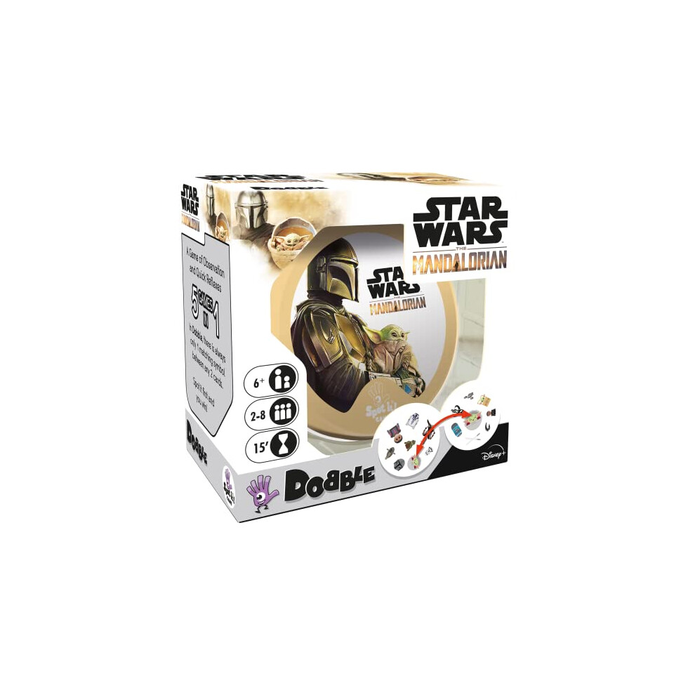 Asmodee | Dobble Star Wars Mandalorian | Card Game | Ages 6+ | 2-8 Players | 15 Minutes Playing Time