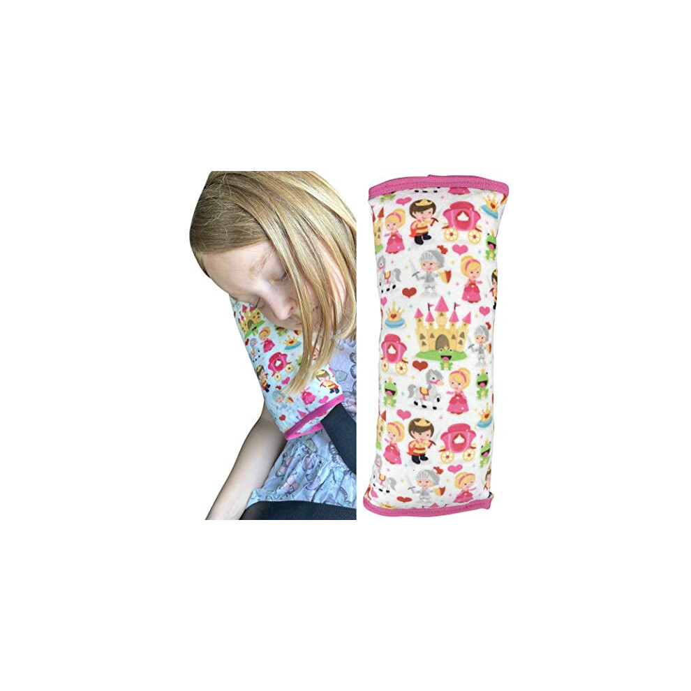 Heckbo Girls Princess Prince Car Seatbelt Pillow For Children - Machine Washable - Boy Kids Children Soft Car Seat Belt Cover Sleeping Pillows