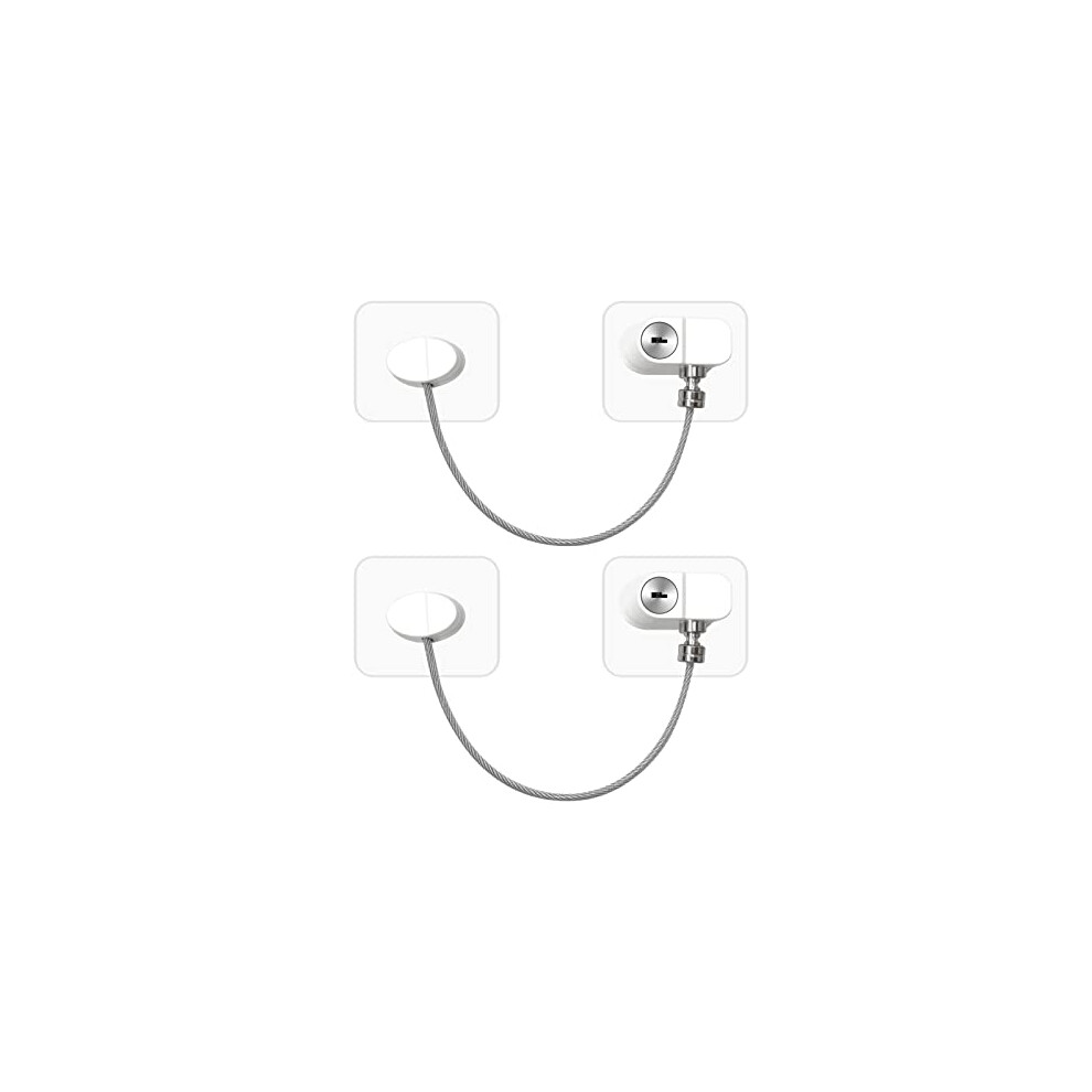 Newbinn 2 Pack Window Safety Locks With Keys, Child Baby Safety Security Refrigerator Locks Cable, Adhesive Window Opening Restrictors Security Locks
