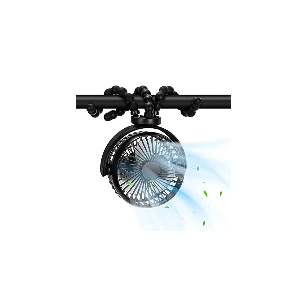 Pram Fan, Stroller Fan 40H Buggy Fan Cooling Clip On Fan, Portable 5200Mah Battery Personal Fan For Pram Accessories Baby Cot Wagon Stroller Papafboy