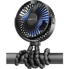 SWEETFULL Portable pram fan, LED Display 6000mAh Battery Operated Mini Stroller Fan, 4 Speed Rechargeable Small Personal Fan Handheld Desk Cooling
