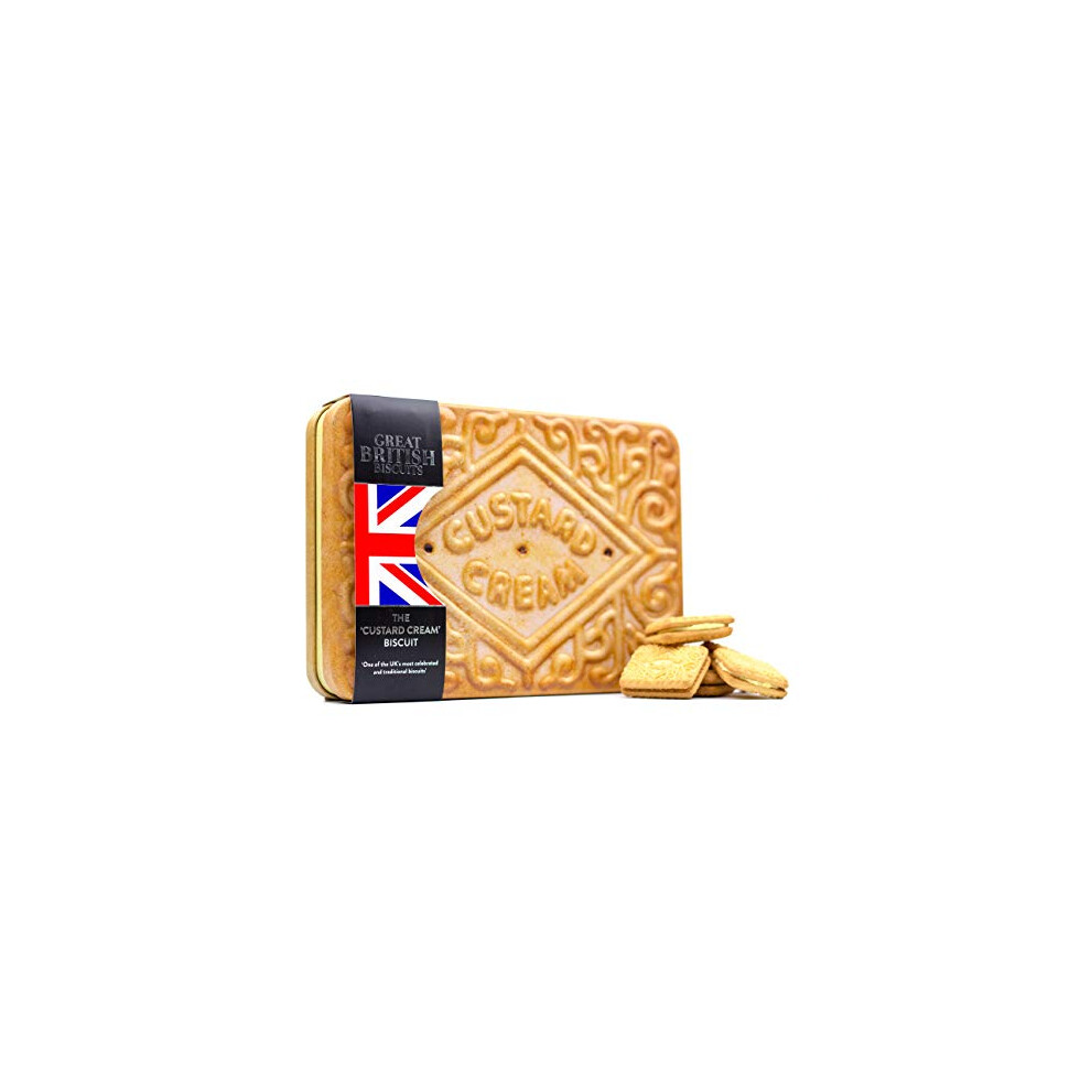 The Silver Crane Co. Giant Custard Biscuit Tin Gift - Custard S Biscuits Gift Set - Family Biscuit Box With Luxury Custard Biscuits - Novelty British Cream
