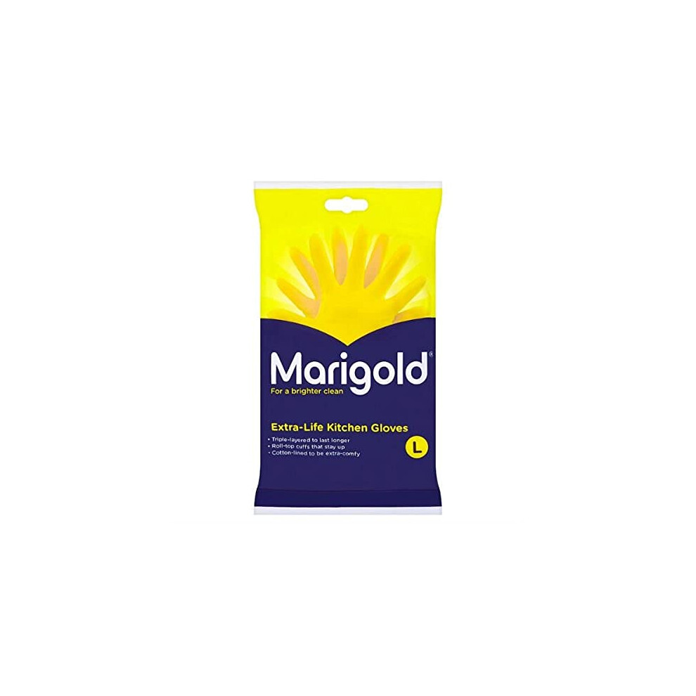 MARIGOLD Women's MARIGOLD Extra Life Kitchen Gloves Large Case of 6, Yellow, L Pack 6 UK-image-OPC-PFG7QB7-NEW