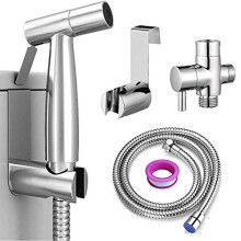 DJROLL Handheld Bidet Sprayer for Toilet, Spray Attachment with Hose for Feminine Wash, Baby Cloth Diaper Washer, Stainless Steel Cleaner and Shower