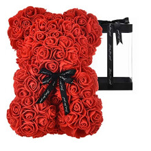 AZXU Rose Bear - rose teddy bear on Every Rose Bear -flower bear Perfect for Anniversary's,Rose Bear, Mothers, rose teddy bear. - Clear Gift Box