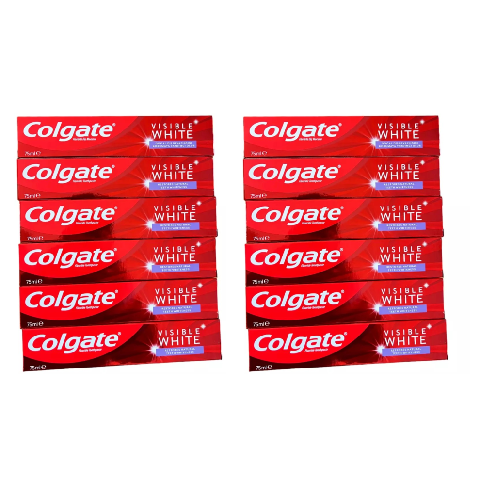 12 x 75ml Colgate VISIBLE WHITE Teeth Whitening Toothpaste