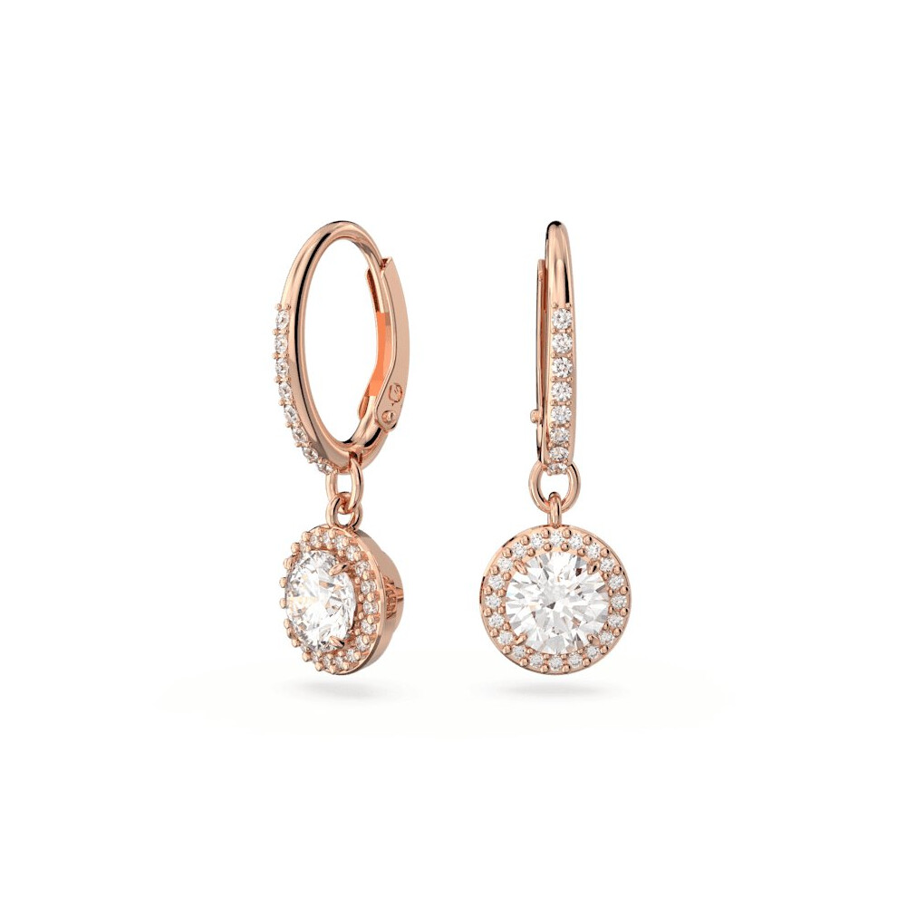 Swarovski Constella Drop Round Cut PavÃ White Rose Gold-Tone Plated Earrings 5638769