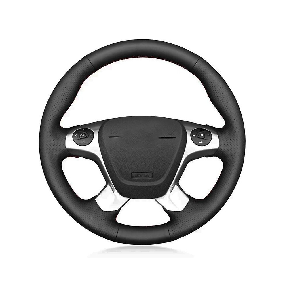 (Red Thread) Car Steering Wheel Cover Soft Black Artificial Leather For Ford Transit Connect Tourneo Custom Grand Tourneo Connect 2014-2020-image-OPC-PFG88WX-NEW