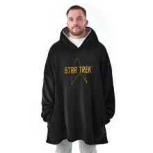 Star Trek Unisex Blanket Hoodie - Black Fleece, Sherpa Lining, Embroidered Logo, Cozy Wearable Comfort for Trekkies