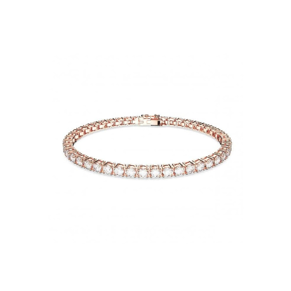 Swarovski Matrix Rose Gold-Tone Plated White Tennis Bracelet - Size L