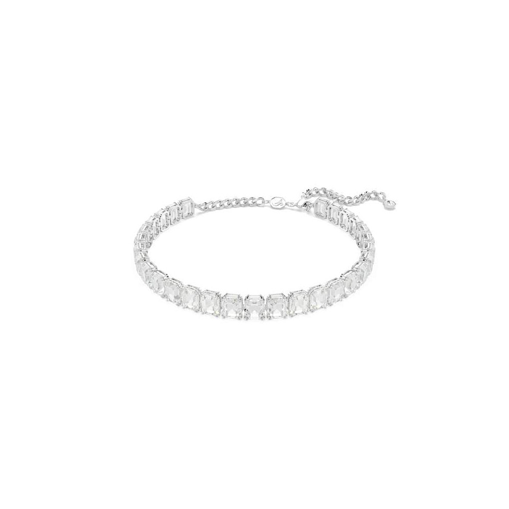 Millenia Rhodium Plated White Octagon Cut Crystal Choker 5696292