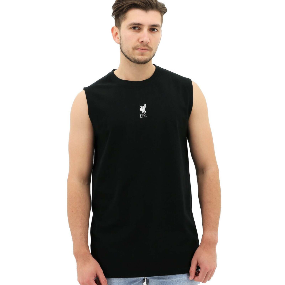 (3XL) Liverpool FC Mens Muscle Tank Top T-Shirt Vest Soccer Official Licensed - Black