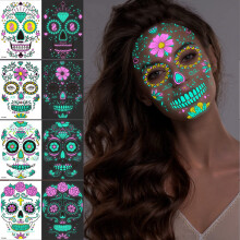 4Pcs Halloween Luminous Tattoo Stickers Face Stickers Temporary Tattoos Makeup Props