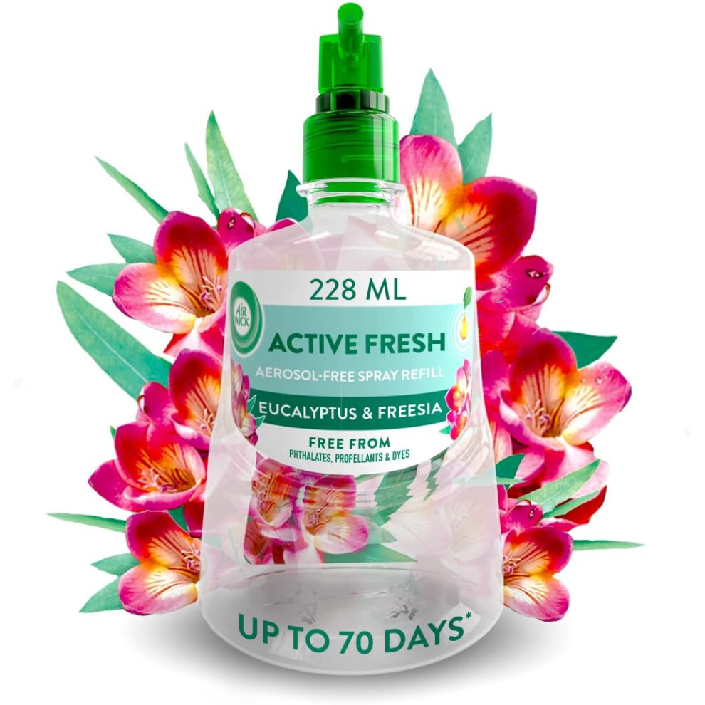 Air Wick (Eucalyptus & Freesia, 228 Ml (Pack Of 1)) Aerosol-Free Automatic Air Freshener Spray Refill Fresh Odour Neutraliser, Lasts Up To 70 Days, Ai