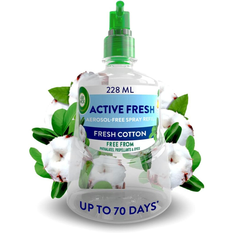 (Fresh Cotton, 228 ml (Pack of 1)) Air Wick Aerosol-Free Automatic Air Freshener Spray Refill Fresh Odour Neutraliser, Lasts Up to 70 Days, Air freshener For Home