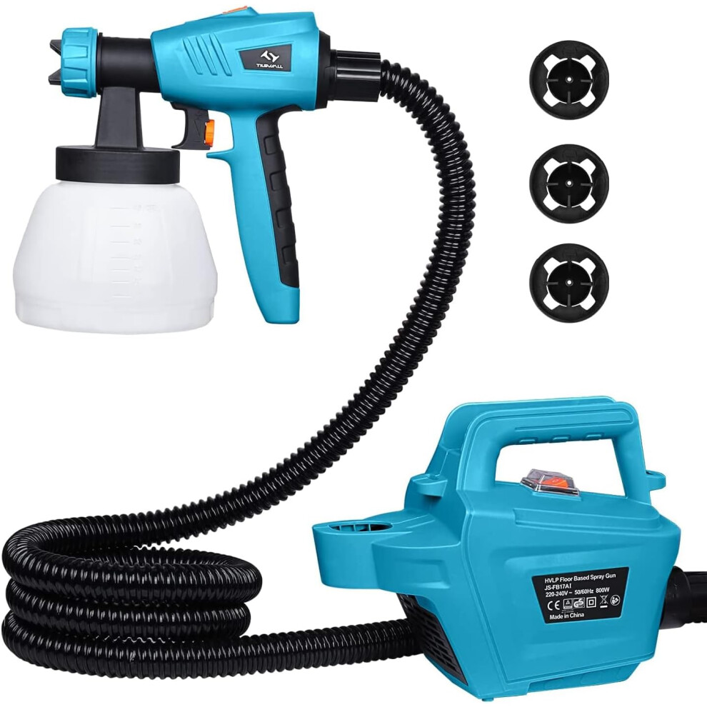 800W, Electric HVLP Paint Spray Gun with 3 Nozzle Sizes, 3 Spray
