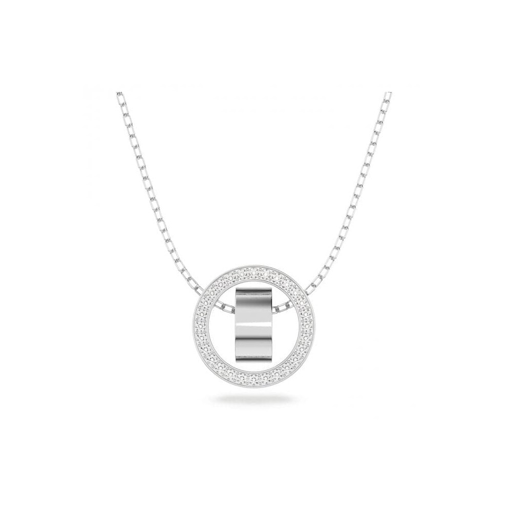 Swarovski Hollow Pendant Circle White Rhodium Plated Necklace 5636501