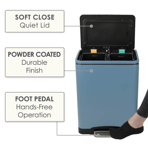 CALITEK Recycling Bin 30 litres with 2 Compartment 2