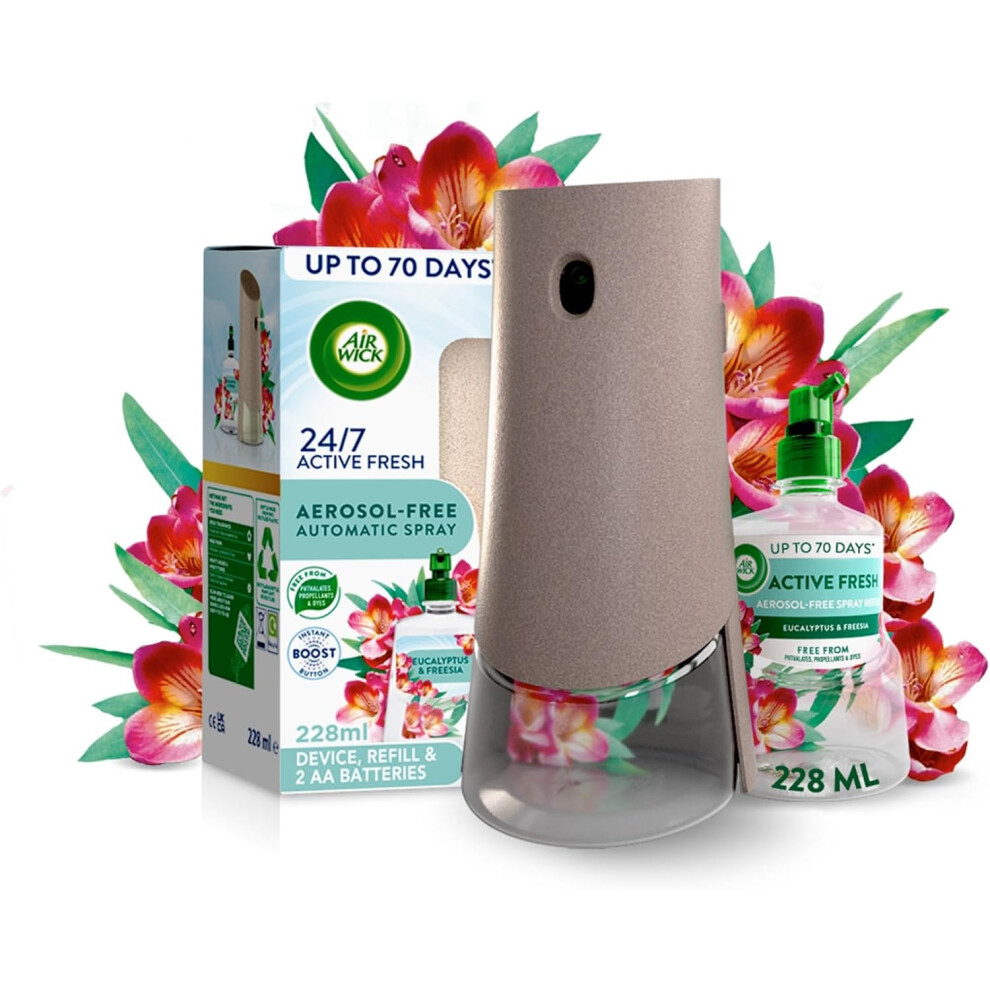 (Eucalyptus & Freesia) Air Wick Aerosol-Free Automatic Air Freshener Spray Kit  Active Fresh Odour Neutraliser, Lasts Up to 70 Days, Air freshener For Home