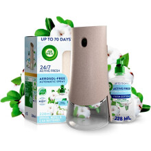(Fresh Cotton) Air Wick Aerosol-Free Automatic Air Freshener Spray Kit Active Fresh Odour Neutraliser, Lasts Up to 70 Days, Air freshener For Home