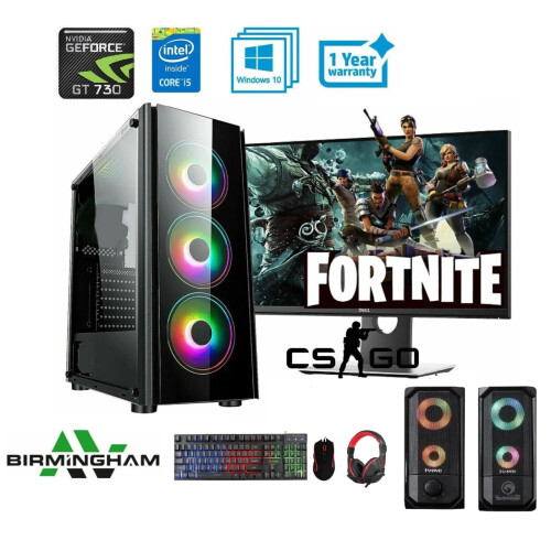 Gaming PC Computer Bundle Quad Core i5 16GB SSD+1TB Win 10 2GB GT730