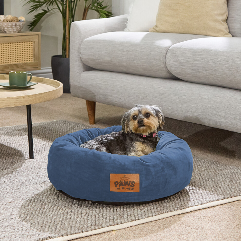 (Navy, Small) Paws for Slumber Donut Pet Bed