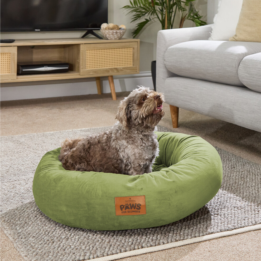 (Green, Medium) Paws For Slumber Donut Pet Bed